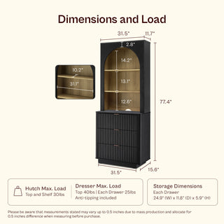 Brooklyn Hutch Dresser (Black Oak)
