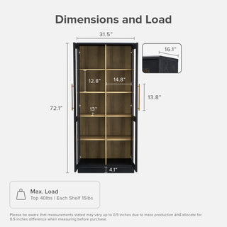 [Pre-order] Blake Tall Acrylic Display Cabinet Angled, Black Oak