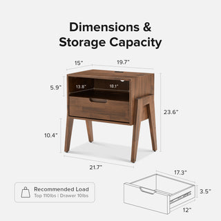 Ted Nightstand with Charging Ports
