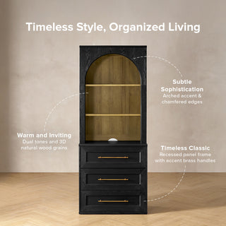 Blake 3 Drawer Dresser with Hutch, Black Oak Blake 3 Drawer Dresser with Hutch, Black Oak