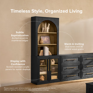 Blake Modular Storage Cabinet with Hutch Acrylic, Black Oak