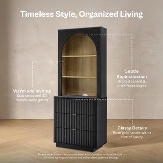 Brooklyn Hutch Dresser (Black Oak)