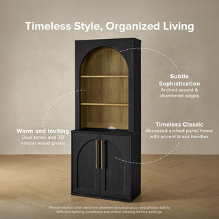 Blake Modular Storage Cabinet with Hutch Arched, Black Oak