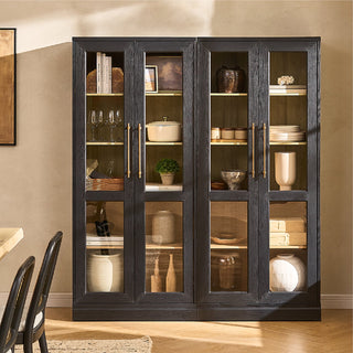 Blake Tall Acrylic Display Cabinet Angular, Black Oak Set of 2 - lifestyle