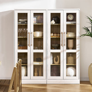 Blake Tall Acrylic Display Cabinet Angular, White Oak Set of 2 - lifestyle