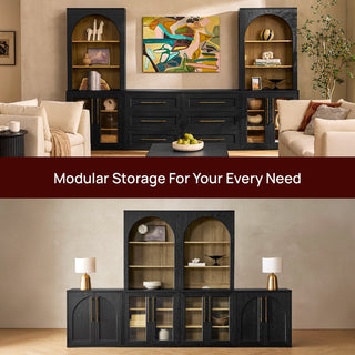 Blake Modular Storage Cabinet with Hutch Acrylic, Black Oak - modular configurations