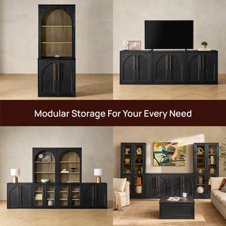 Blake Modular Storage Cabinet Arched, Black Oak Set of 2 - modular configurations