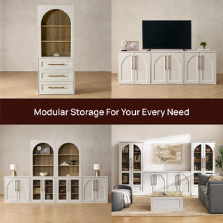 Blake Modular Storage Cabinet Arched, White Oak Single - modular configurations