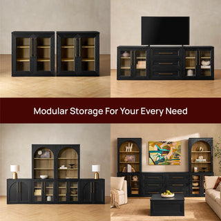 Blake Modular Storage Cabinet Acrylic, Black Oak Single - modular configurations