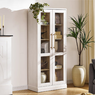 Blake Tall Acrylic Display Cabinet Angular, White Oak Single - lifestyle