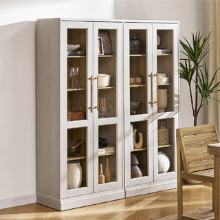 Blake Tall Acrylic Display Cabinet Angular, White Oak Set of 2 - lifestyle