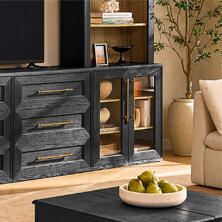 Blake Modular Storage Cabinet Acrylic, Black Oak Set of 2 - detail