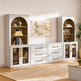 Blake Modular Storage Cabinet with Hutch Acrylic, White Oak - detail