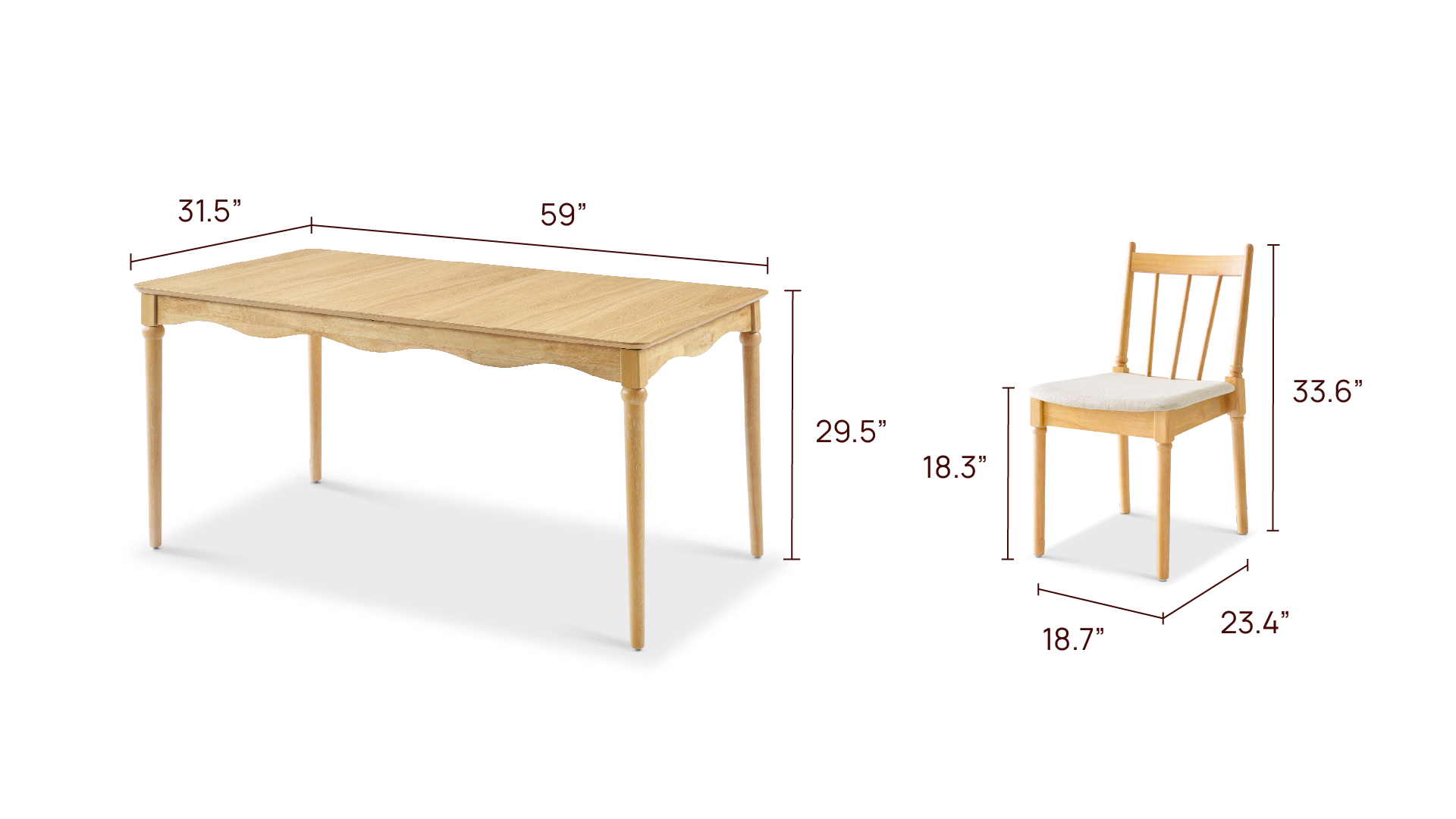 Elowen 59" Dining Table Set for 4