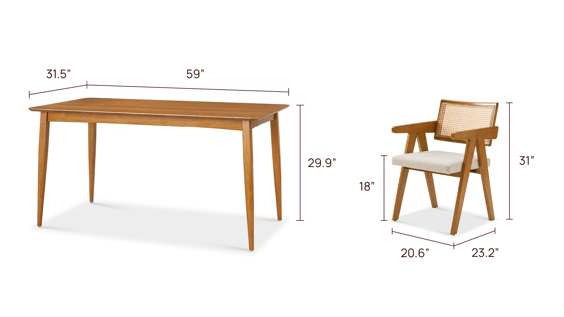 Weava Armchair 4-Seater Dining Table Set