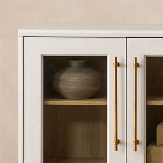 Blake U-Shape Entertainment Center Hutch Shelf Style 4, White Oak - acrylic cabinet