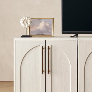 Blake U-Shape Entertainment Center Hutch Shelf Style 2, White Oak - cabinet