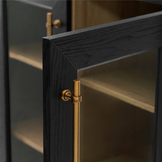 Blake Modular Storage Cabinet with Hutch Acrylic, Black Oak - detail