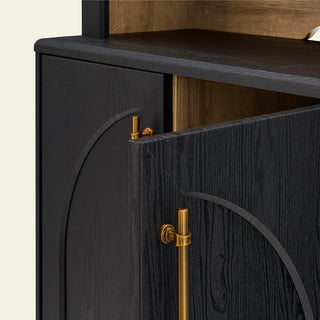 Blake Modular Storage Cabinet with Hutch Arched, Black Oak - detail