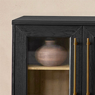 Blake Modular Storage Cabinet Acrylic, Black Oak Set of 2 - detail