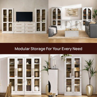 Blake Tall Acrylic Display Cabinet Angular, White Oak Set of 2 - modular configurations