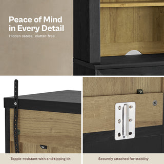 Brooklyn Hutch Dresser (Black Oak)