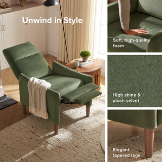 Arthur Recliner Chair, Olive Green Premium Velvet