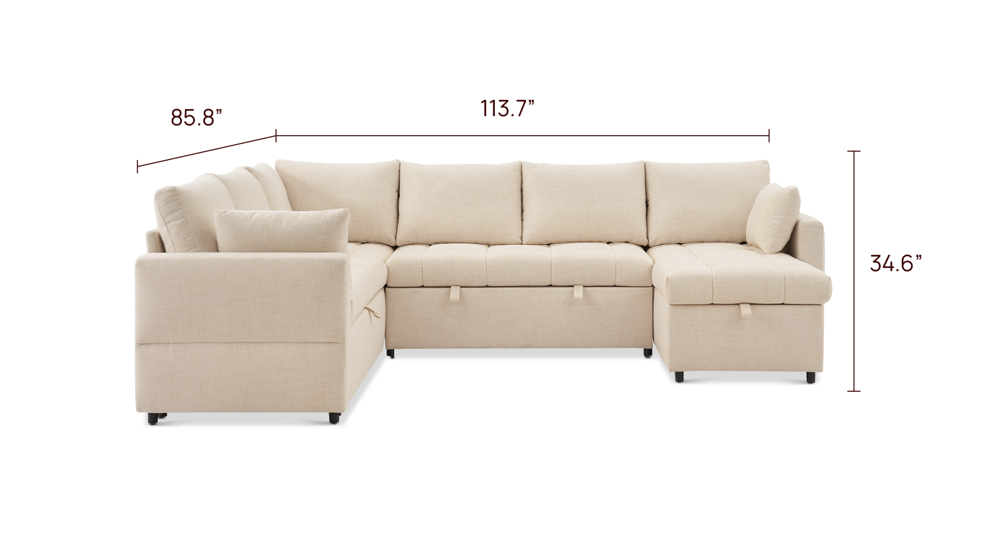 SleepStash 7-Seat U-Shaped Sofa Bed