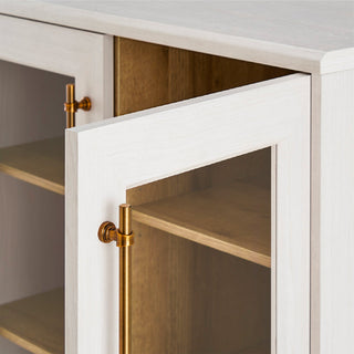 Blake U-Shape Entertainment Center Hutch Shelf Style 4, White Oak - acrylic cabinet