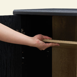 Blake Modular Storage Cabinet Arched, Black Oak Single - adjustable shelves