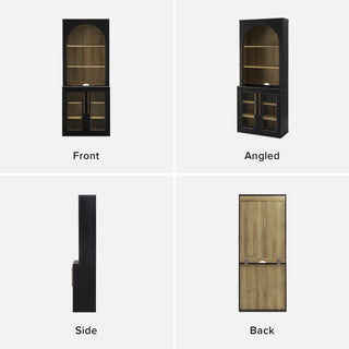 Blake Modular Storage Cabinet with Hutch Acrylic, Black Oak