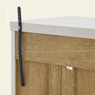 Blake Modular Storage Cabinet with Hutch Arched, White Oak - anti-tip safety
