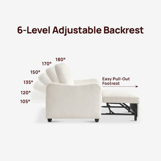 Sophie Sleeper Armchair reclining, Pearl White Bouclé