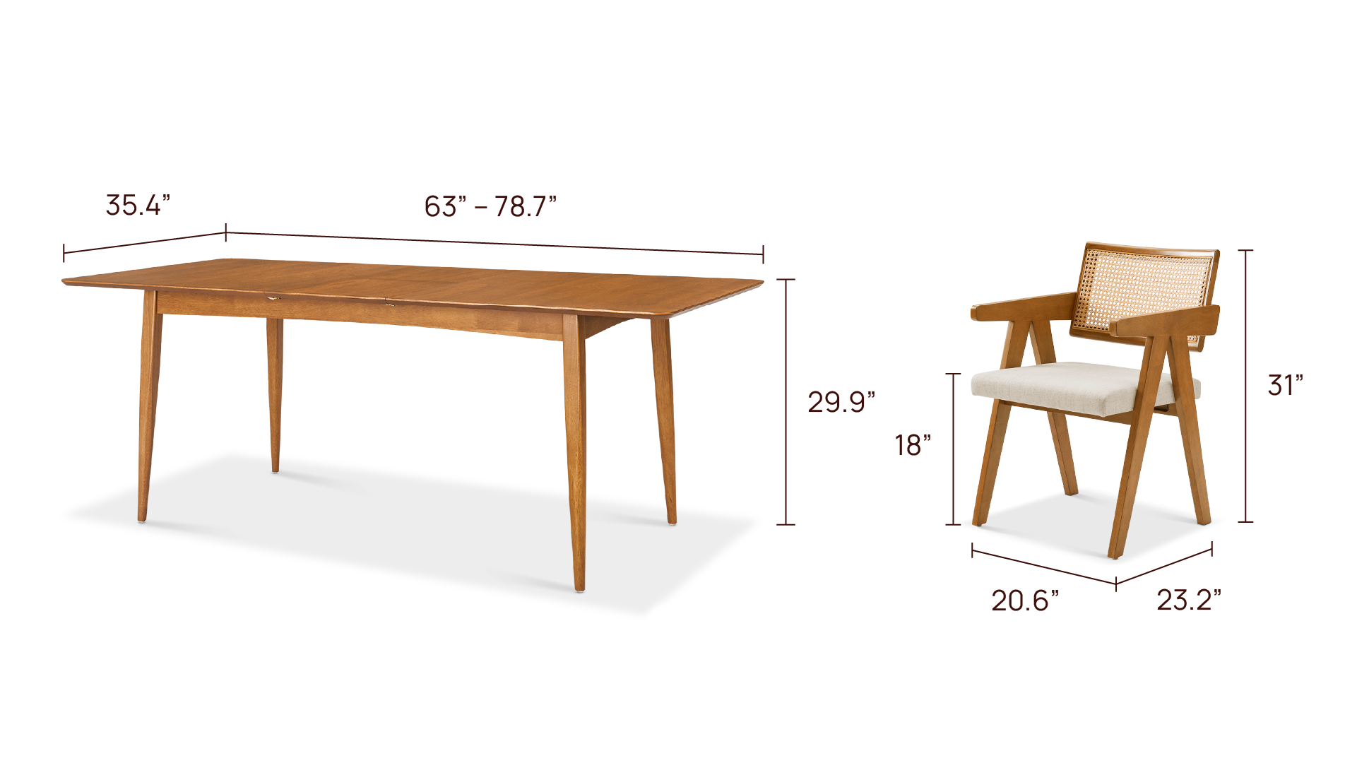 Weava 6-Seater Extendable Dining Table Set (63”-79”)