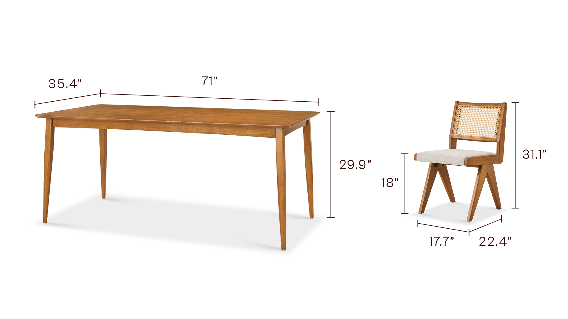 Weava 6-Seater Dining Table Set (71")