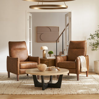 Arthur Recliner Chair, Pecan Brown Faux Leather Mopio