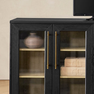 Blake Dresser TV Stand with Acrylic Cabinets, Black Oak - detail