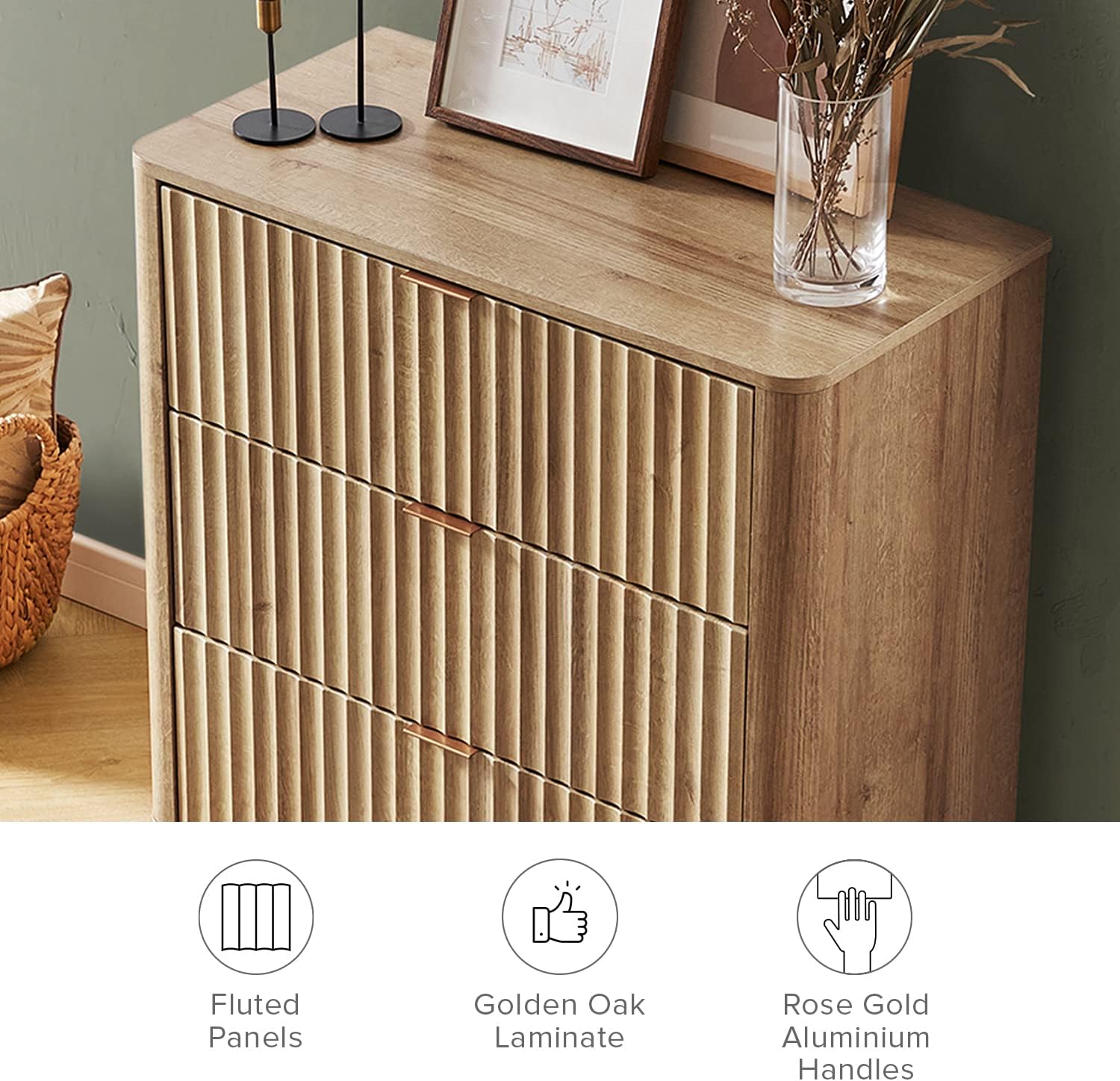 Brooklyn 3-Drawer Dresser, Golden Oak Set of 2 Brooklyn 3-Drawer Dresser, Golden Oak Set of 2