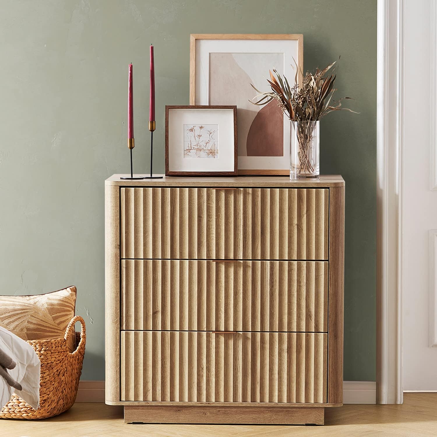 Brooklyn 3-Drawer Dresser, Golden Oak Set of 2