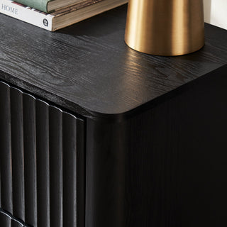 Brooklyn 3 Piece Bedroom Set, Black Oak, dresser styled with decor