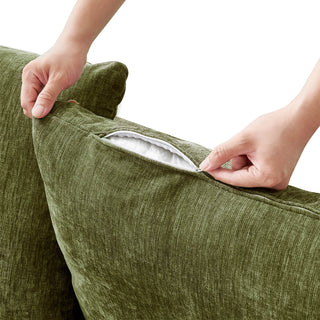 Macy Pit-sectional Sofa, Moss Green Chenille