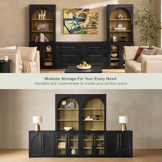 Blake Modular Storage Cabinet with Hutch Acrylic, Black Oak