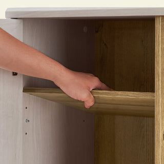 Blake Dresser TV Stand with Acrylic Cabinets, White Oak - adjustable shelves