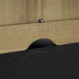 Brooklyn Hutch Cabinet in Black Oak, cable routing hole in the hutch