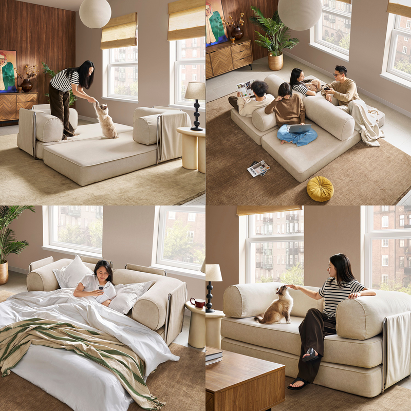 JelliCouch L-Shaped Sofa, Corner Closed