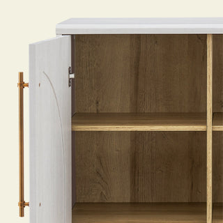 Blake Modular Storage Cabinet with Hutch Arched, White Oak - open drawer