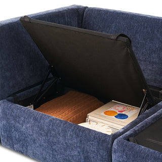 Macy 6 Seats Modular Sectional Sofa with Fully Removable Covers, Large Storage (Navy Blue Chenille)