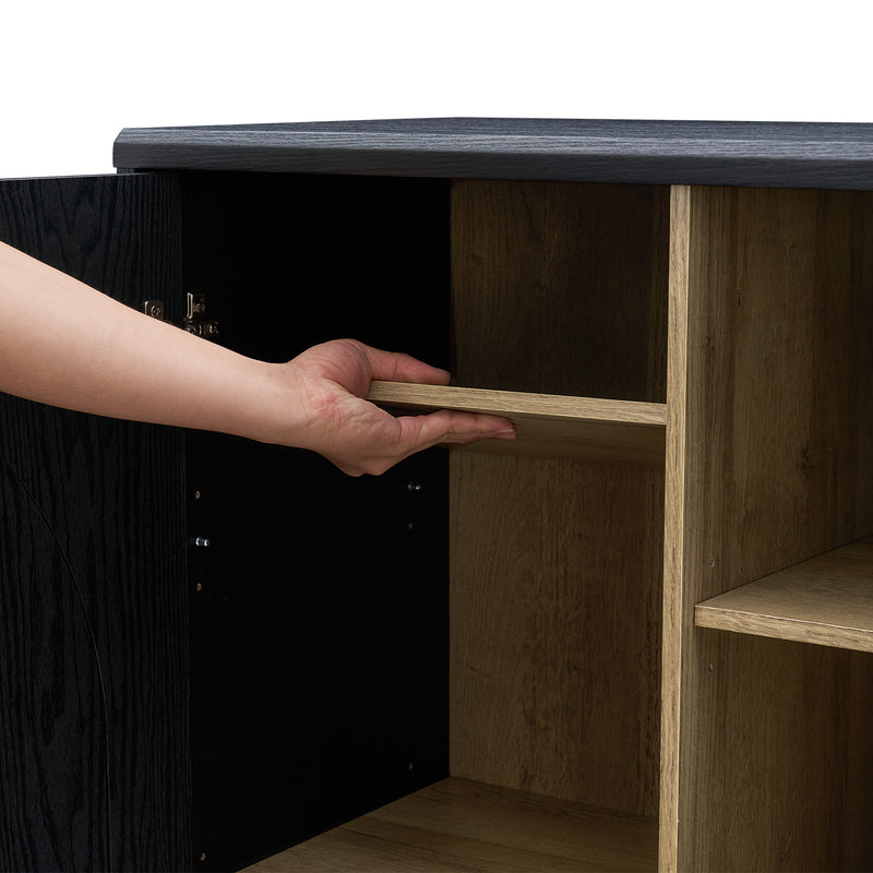 Blake 4 Piece Entertainment Center with Storage, Arched TV Cabinet with Tall Arched Display Cabinets