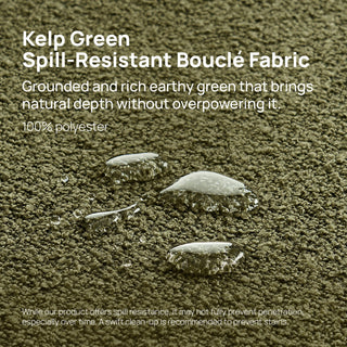 Sophie Sleeper Armchair fabric detail, Kelp Green Bouclé