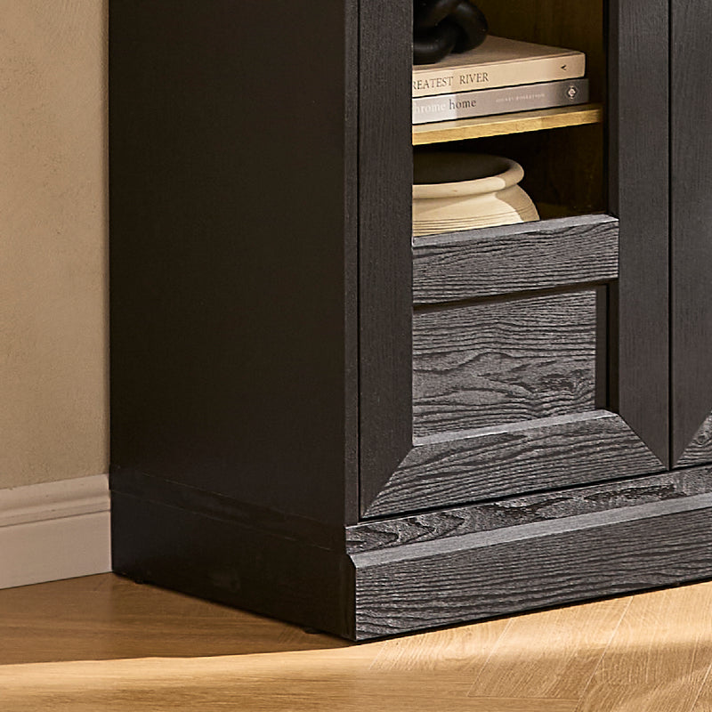 Blake 4 Piece Entertainment Center with Storage, Arched TV Cabinet with Tall Arched Display Cabinets